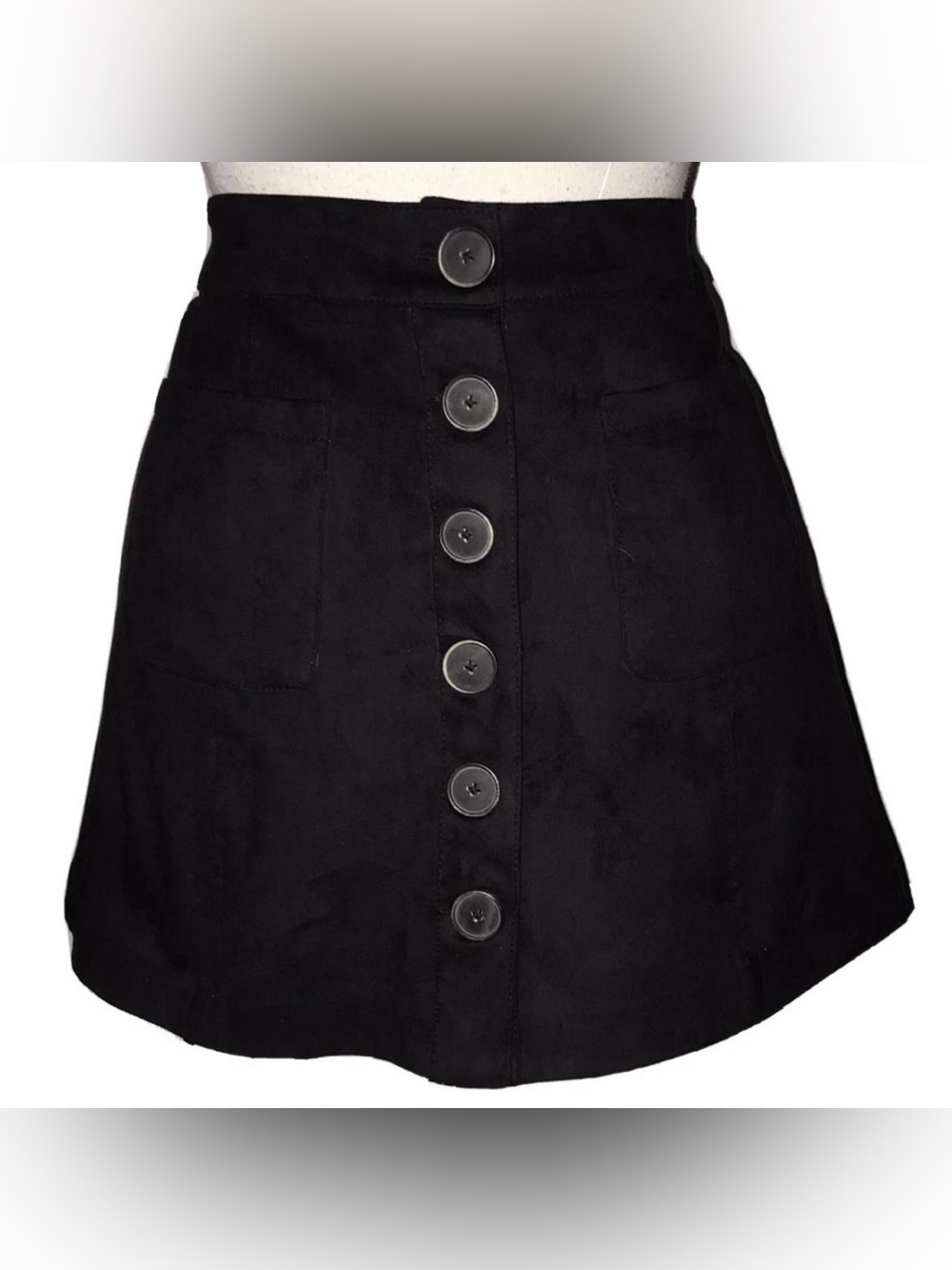 NWT Zara Black High Waist Full Short Button Pocket Mini Skater Skirt - Medium